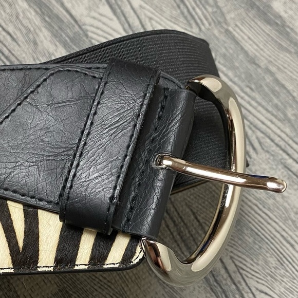 Chico’s Black Leather Zebra Print Calf Hair Belt - Picture 2 of 14